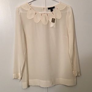 J. Crew cream silk petal collar blouse NWT